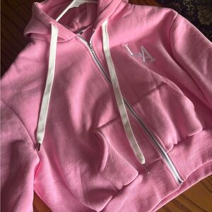 Pink LA Hoodie with White Accents